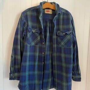 Vintage Field & Forest Blue Green Plaid casual Button-Up Shirt